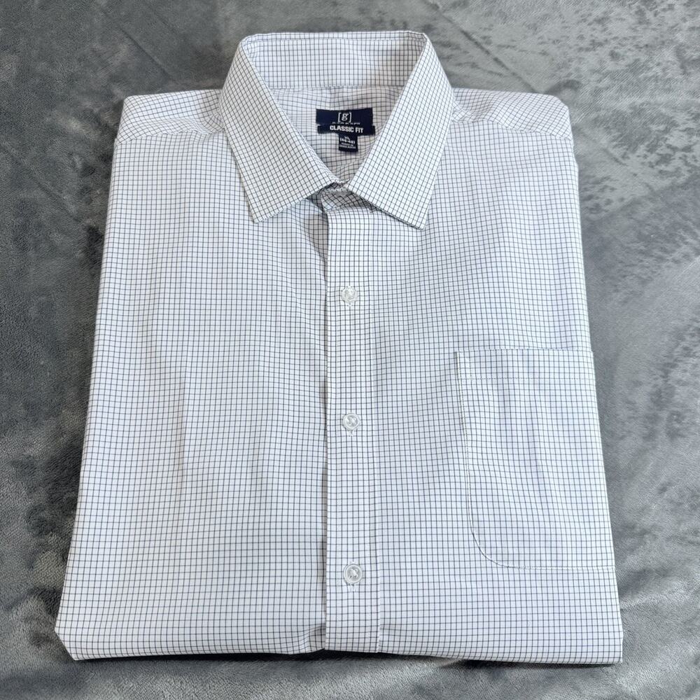 Men's George Light Blue Plaid Oxfords Dress Shirt Sz XL Preppy Classic Fit